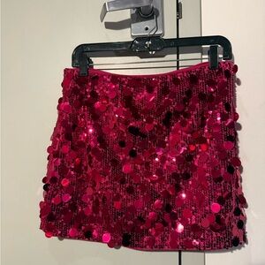 Cider Hot Pink Sequin Mini Skirt